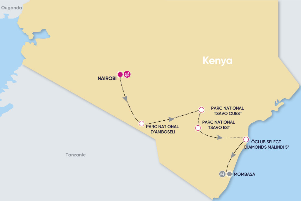 Circuit entre savane et Océan Indien : Amboseli, Tsavo et Malindi en 7 nuits, Circuit Kenya par Ôvoyages